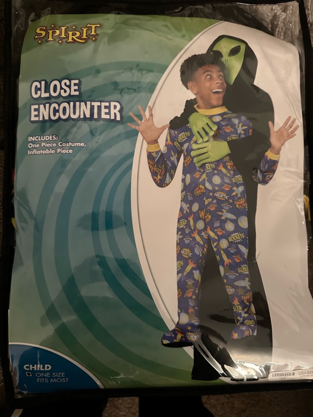 Spirit Close Encounter Kids Alien Inflatable Costume - Blue & Green
